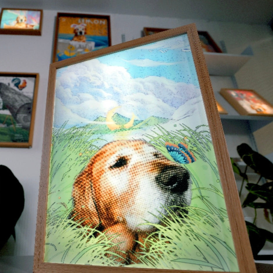Custom Pet Portrait Light Frame; Personalized Art with LED Backlight