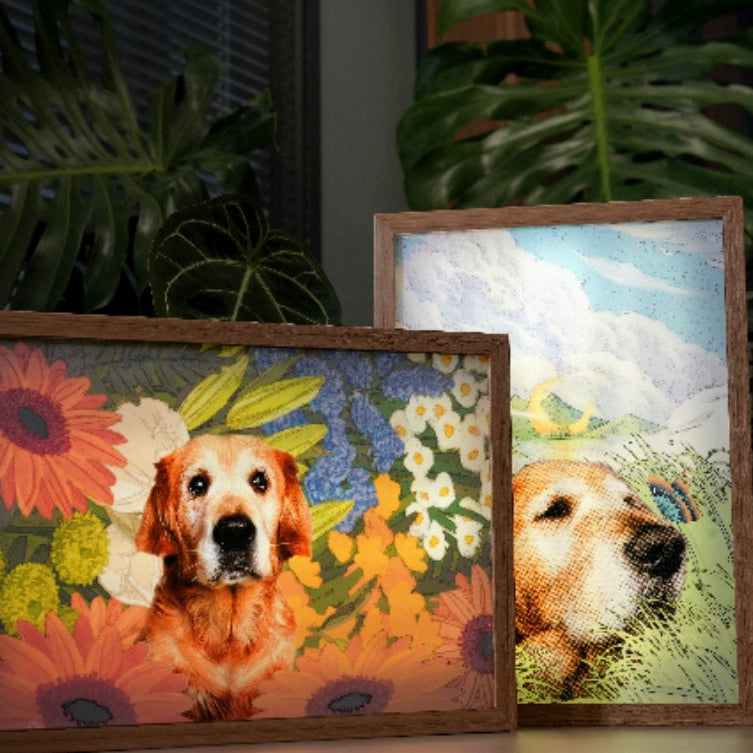 Custom Pet Portrait Light Frame; Personalized Art with LED Backlight