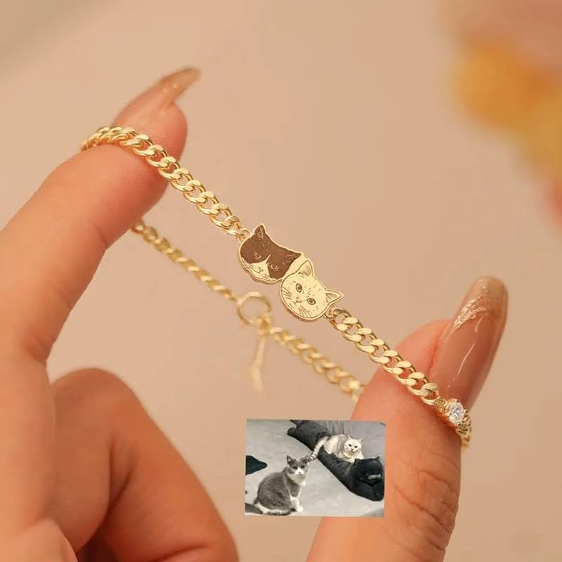 Custom Pet Face Silver Bracelet