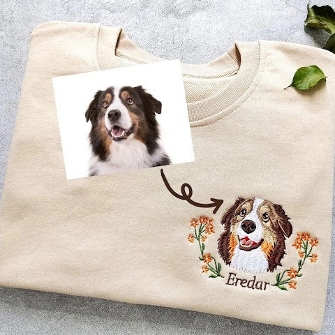 Pet Portrait Embroidery T-Shirt