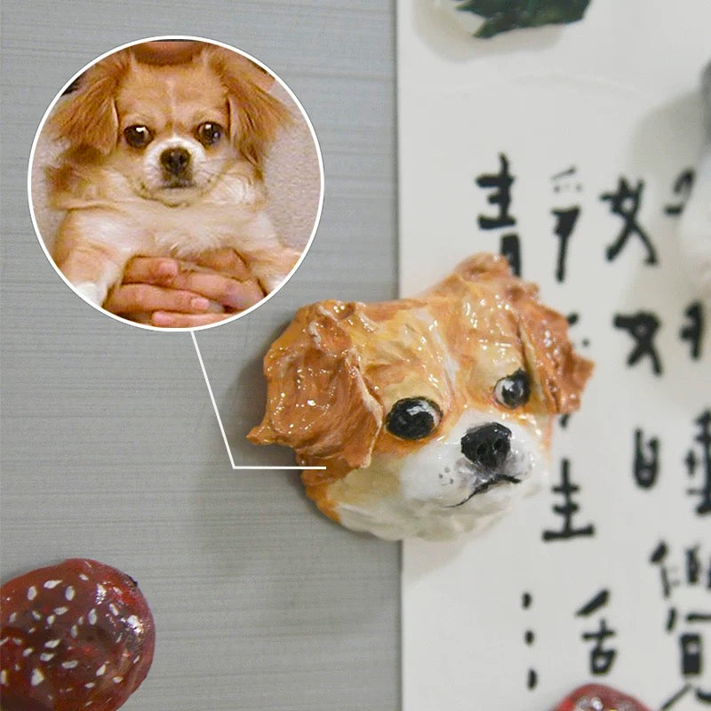 Custom Handmade Clay Pet Portrait Fridge Magnet