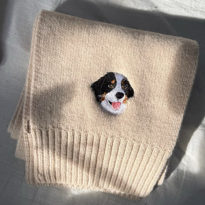 Custom Pet Portrait Embroidered Scarf