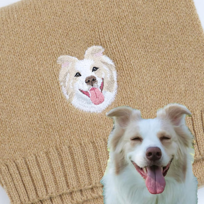Custom Pet Portrait Embroidered Scarf