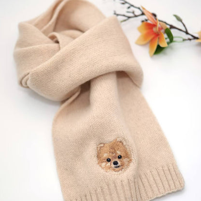 Custom Pet Portrait Embroidered Scarf