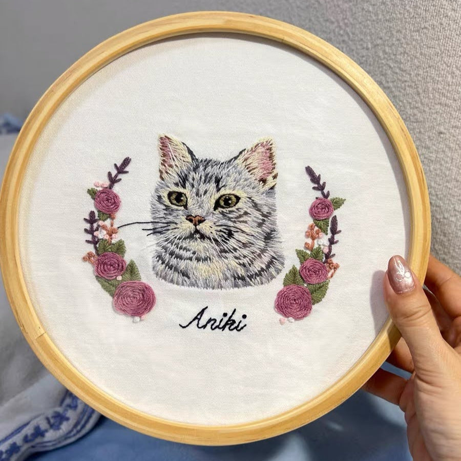 Custom Hand Embroidered Pet Portrait