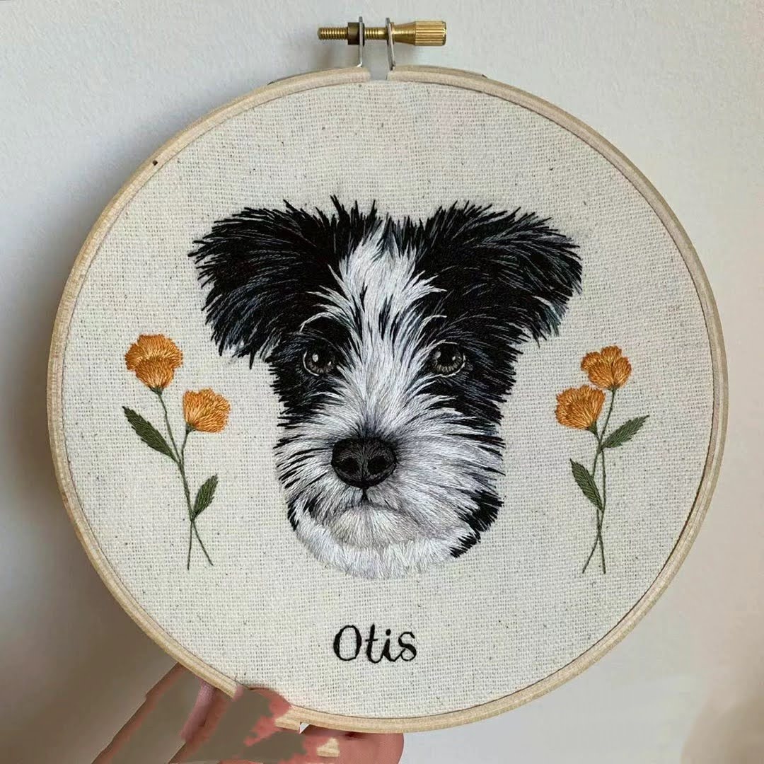 Custom Hand Embroidered Pet Portrait