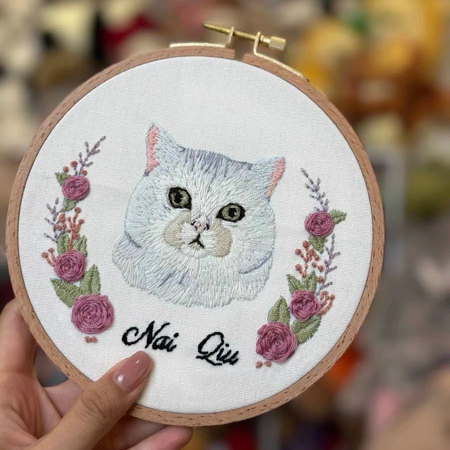 Custom Hand Embroidered Pet Portrait