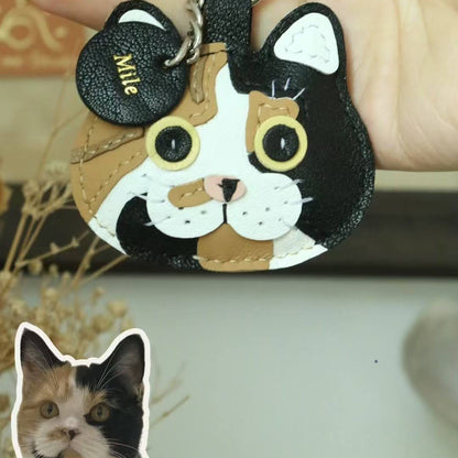 Custom Leather Pet Face Keychain