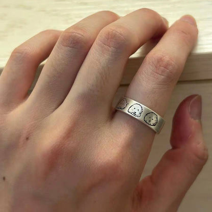 Custom Adjustable Round Silver Pet Ring