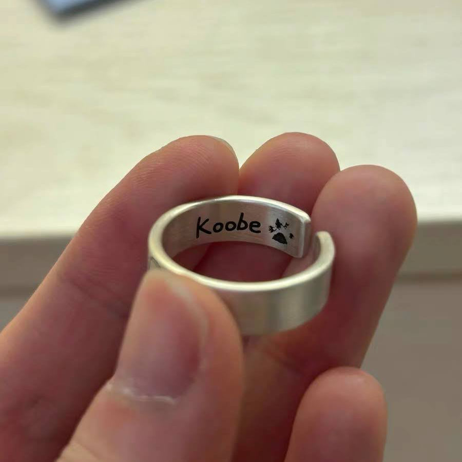 Custom Adjustable Round Silver Pet Ring