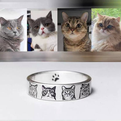 Custom Adjustable Round Silver Pet Ring