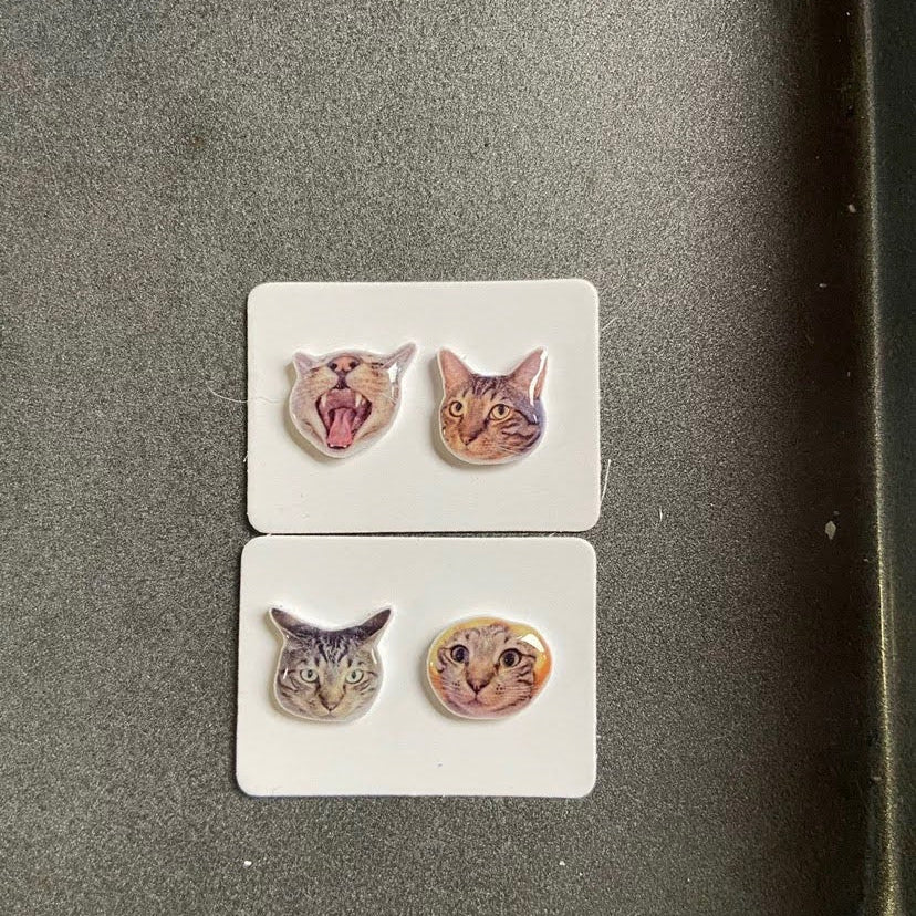 Custom Pet Face Earrings – Handmade 925 Silver Studs