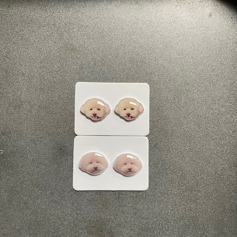 Custom Pet Face Earrings – Handmade 925 Silver Studs