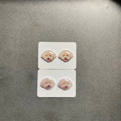 Custom Pet Face Earrings – Handmade 925 Silver Studs