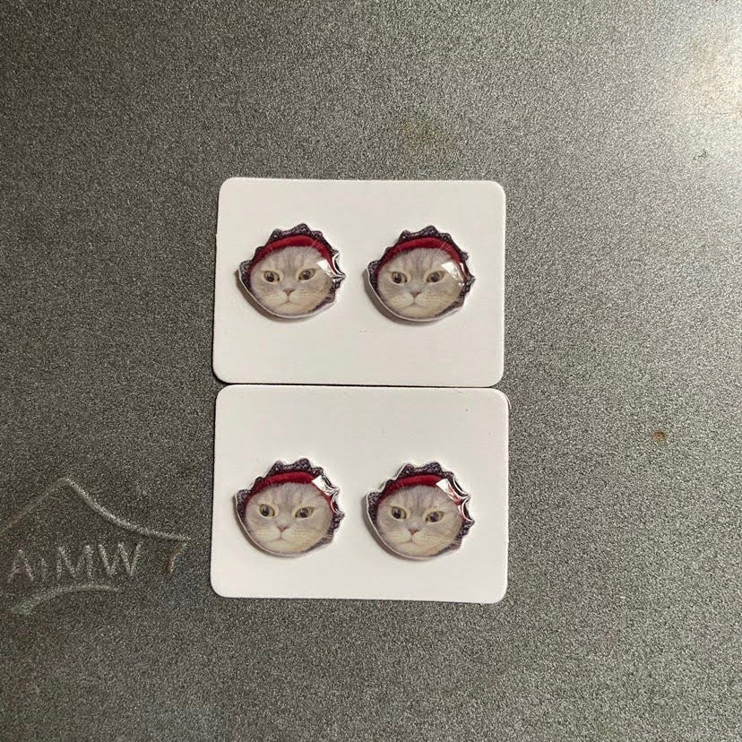 Custom Pet Face Earrings – Handmade 925 Silver Studs