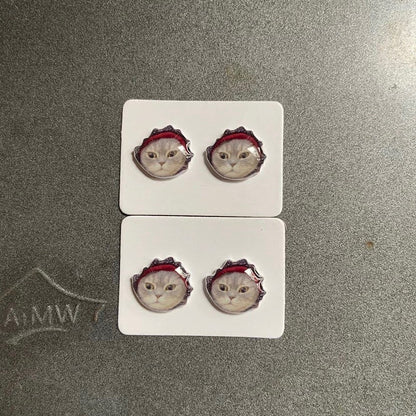 Custom Pet Face Earrings – Handmade 925 Silver Studs