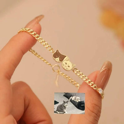 Custom Pet Face Silver Bracelet
