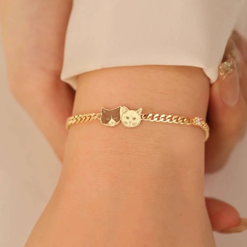 Custom Pet Face Silver Bracelet
