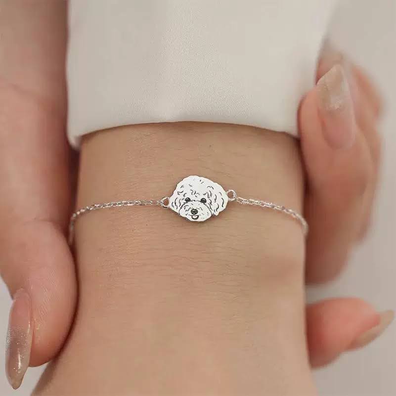 Custom Pet Face Silver Bracelet