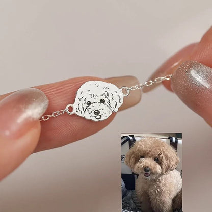 Custom Pet Face Silver Bracelet