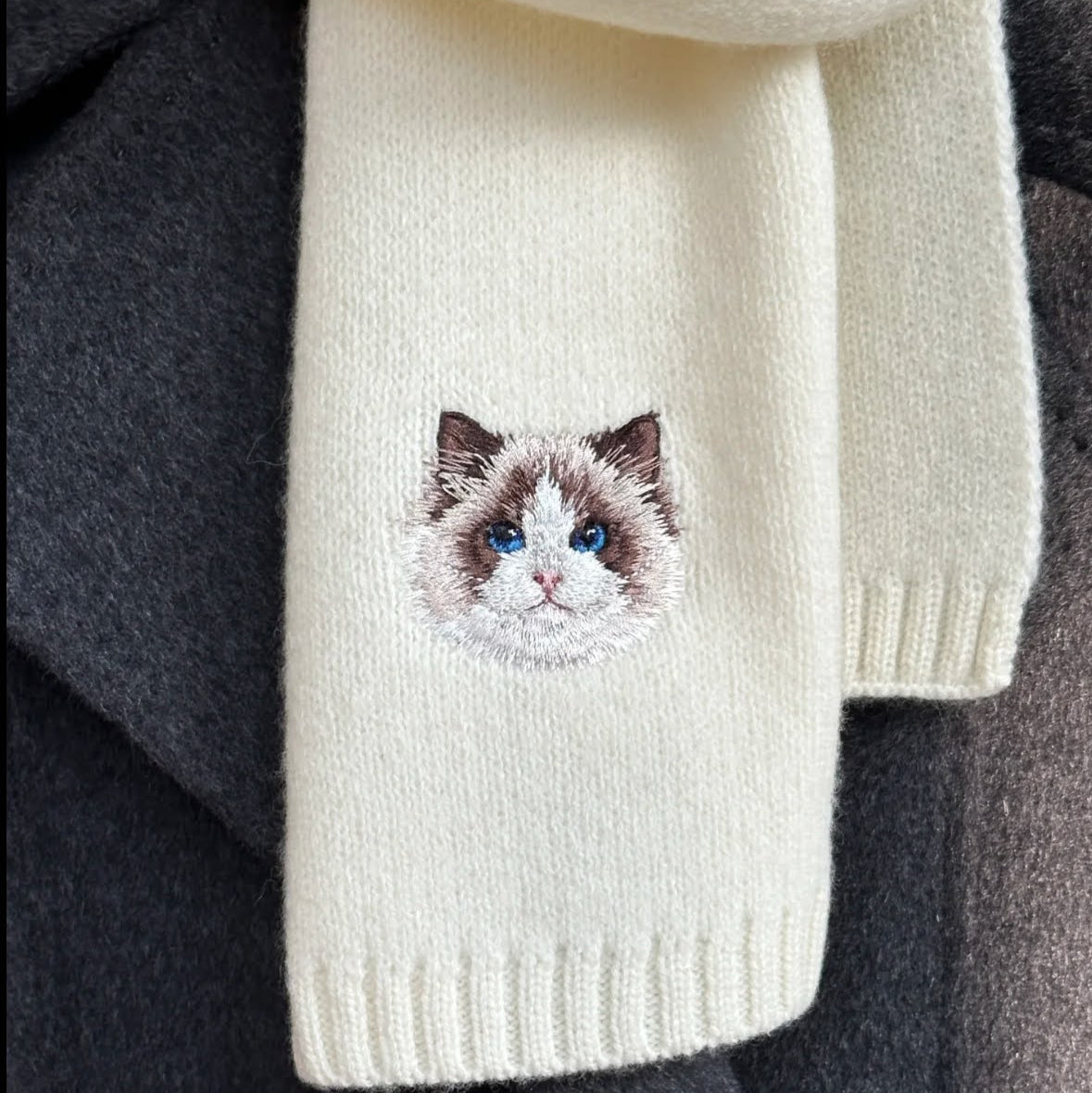 Custom Pet Portrait Embroidered Scarf