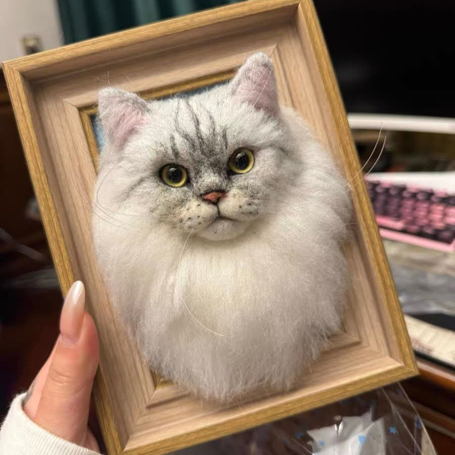 Custom Handmade Wool Felt Full-Body Pet Sculpture with Frame