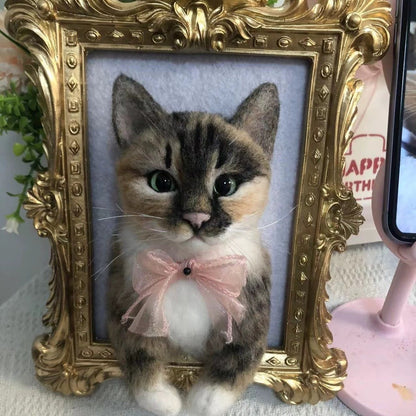 Custom Handmade Wool Felt Full-Body Pet Sculpture with Frame