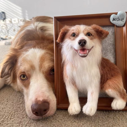Custom Handmade Wool Felt Full-Body Pet Sculpture with Frame