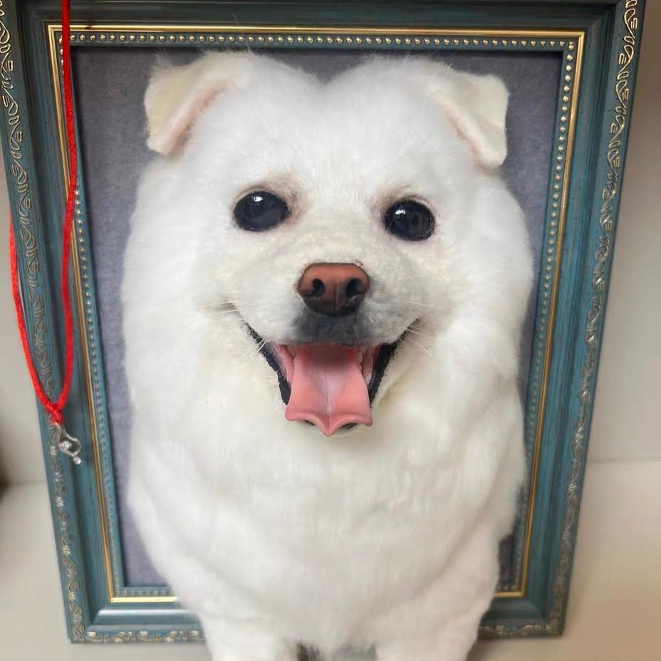 Custom Handmade Wool Felt Full-Body Pet Sculpture with Frame
