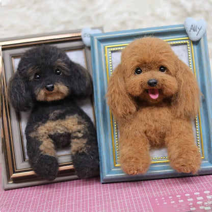 Custom Handmade Wool Felt Full-Body Pet Sculpture with Frame