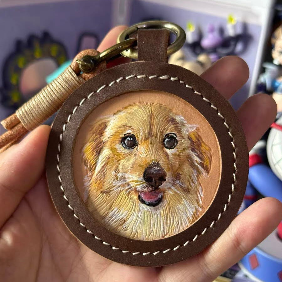Custom Handcrafted Pet Leather Keychain