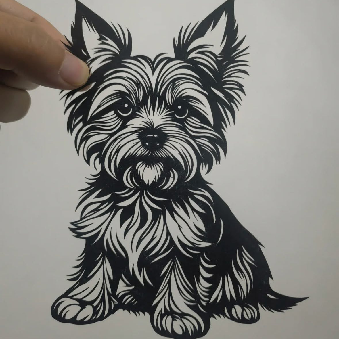 Hand-Cut Pet Silhouette Art; Custom Gift with Display Board